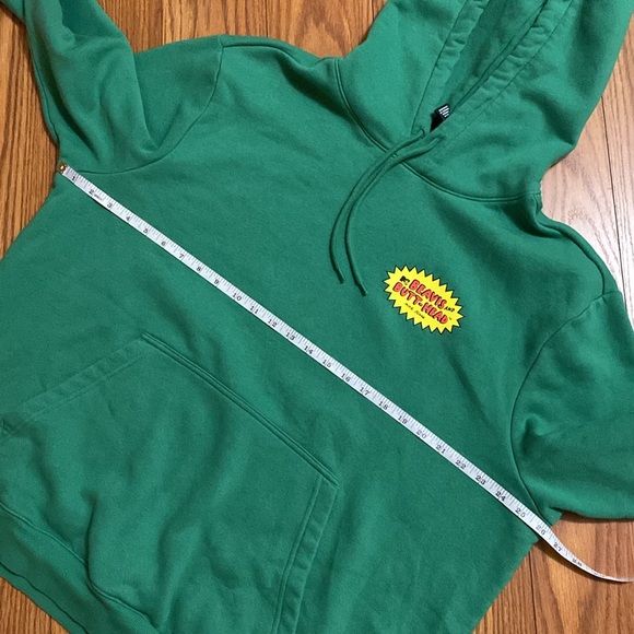 H&M bra is and butt-head green regular fit sweatshirt hoodie kangaroo pocket - Picture 11 of 14